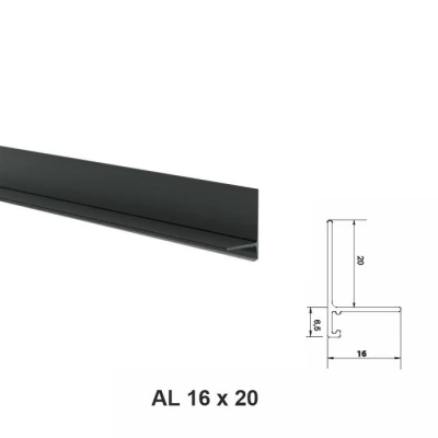 AL16X20 Mini plinta din aluminiu Black Matt 2.5