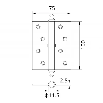 Balama reversibila 100x75x2.5mm otel nichelat-thumb-4