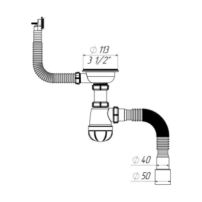 Sifon cu scurg. rotund pentru chiuv. 3 1/2 x40 si racord extens 40x40/50, Aquant-thumb-2