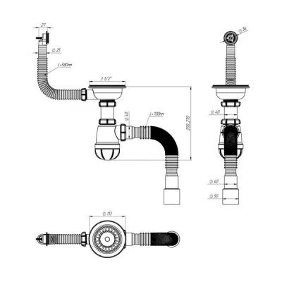 Sifon cu scurg. rotund pentru chiuv. 3 1/2 x40 si racord extens 40x40/50, Aquant-thumb-3