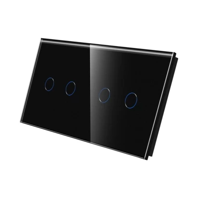 PANOU DIN STICLA touch NEGRU, 2 clape + 2 clape / 86x157mm / Caligate
