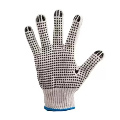 Manusi din bumbac si poliester albe cu puncte