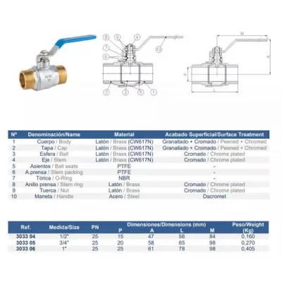 Robinet sferic cu maner 1/2" MM Genebre-thumb-2
