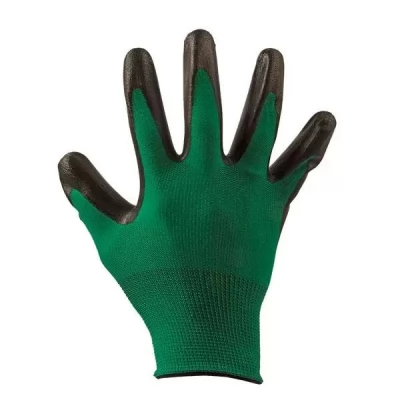 Manusi din poliester verde, acoperire nitril negru turnare incompleta-thumb-2