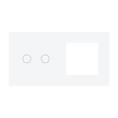 PANOU DIN STICLA touch ALB, 2 clape + 1 slot pt priza / 86x157mm / Caligate-thumb-1