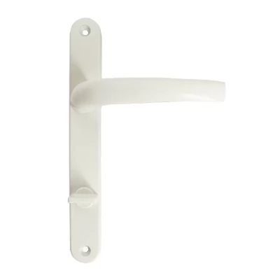 Maner pe placa 85x28mm p/u usi din PVC cu fixator, aluminiu, culoarea alba