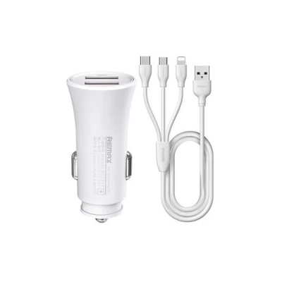 Remax Rocket 2.4A 2USB bricheta auto + cablu RCC217
