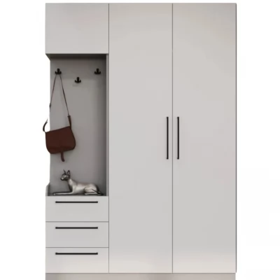 Dulap Bayro Serenity 1500x2200x518 gri asfalt / gri deschis cu 3 sertare 