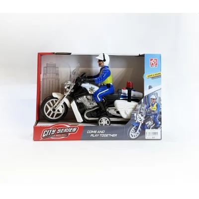 Jucarie Motocicleta cu inertie (lumini si sunet), alb RJ3347