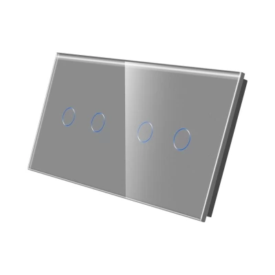 PANOU DIN STICLA touch GRI, 2 clape + 2 clape / 86x157mm / Caligate