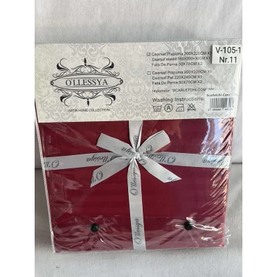 Lenjerie pat hotelier stripe set 4 buc cu cersaf elastic