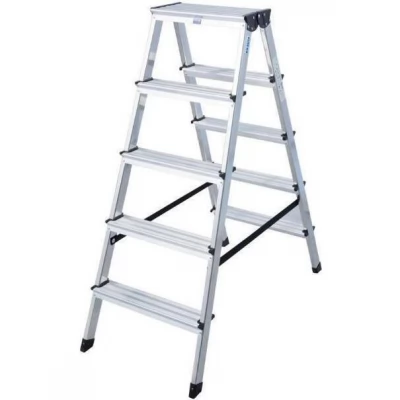 Scara aluminiu dubla 5 trepte + platforma, 1.8 m