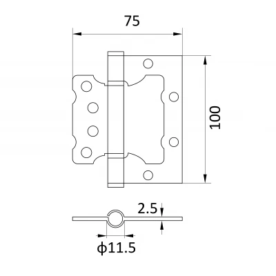 Balama tip fluture 100x75x2.5mm_otel, bronz antic_2buc-thumb-4