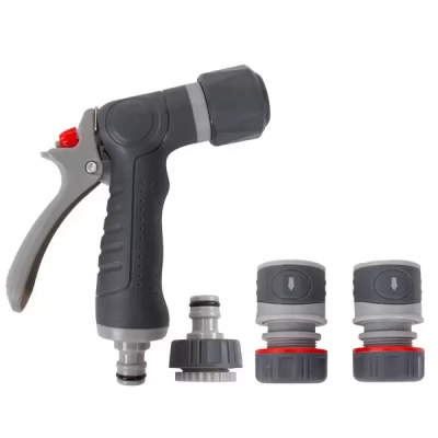 Set cu adaptoare si pistol p/u irigat, cu acoperire TPR, 4 piese