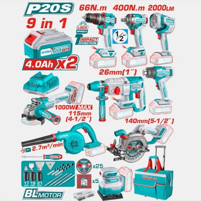 Set scule electrice cu acumulator 9buc. Total TOSLI250381