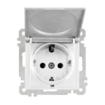 Priza 2P+E 16A cu capac alb CANDELA Mutlusan