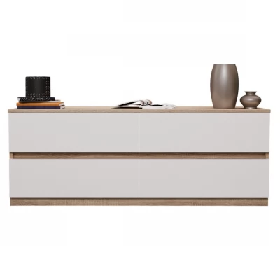 Comodă Bayro Harmony 1500x560x450 sonoma front alb