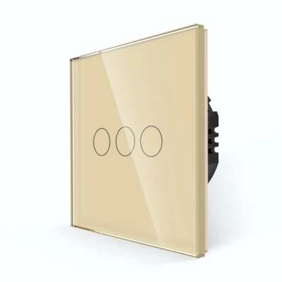 Intrerupator touch GOLD, 3 clape, SIMPLU, 2way/800w/ 86x86mm / CAP SCARĂ / Caligate