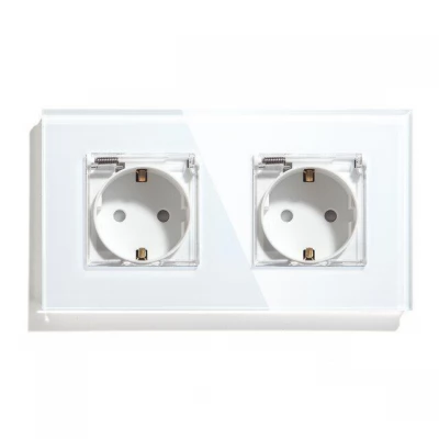 Priza dubla ALB, cu capac protectie apa, 16A / 86*157mm / Caligate