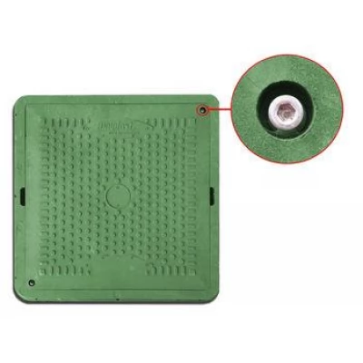 Capac patrat cu rama (nisip+polimer) dn.710 (600) verde cu lacat -thumb-2