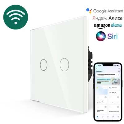 Intrerupator smart ALB 2 clape, set WiFi 1way/neutral/86x86mm 600w / Caligate