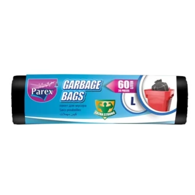 Saci de gunoi PAREX, resistent, biodegradabile, 20 buc/60 l