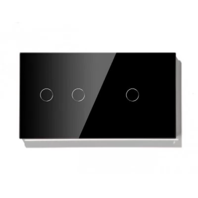PANOU DIN STICLA touch NEGRU, 2 clape + 1 clapa / 86x157mm / Caligate