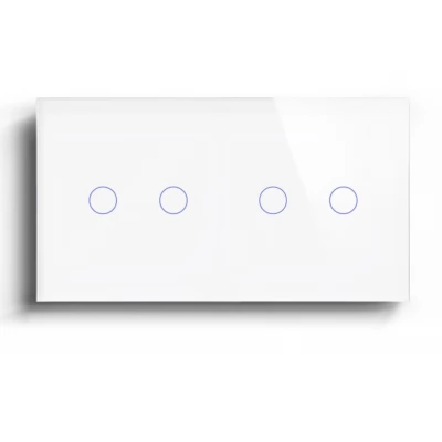 Intrerupator touch ALB, 2 clape 2way + 2 clape 2way, SIMPLU, 800w, 86x157mm / CAP SCARĂ / Caligate