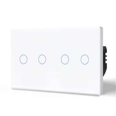 Intrerupator touch ALB, 2 clape 2way + 2 clape 2way, SIMPLU, 800w, 86x157mm / CAP SCARĂ / Caligate-thumb-2