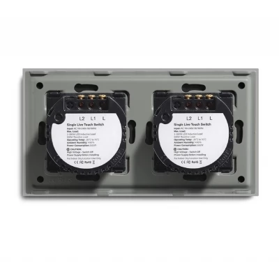 Intrerupator touch ALB, 2 clape 2way + 2 clape 2way, SIMPLU, 800w, 86x157mm / CAP SCARĂ / Caligate-thumb-3