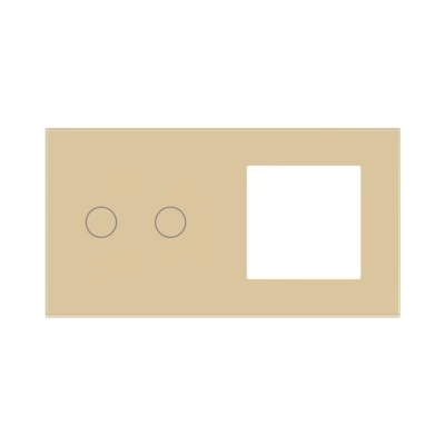 PANOU DIN STICLA touch GOLD, 2 clape + 1 slot pt priza / 86x157mm / Caligate-thumb-1