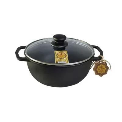 Cratita din fonta turnata 5L cu capac din sticla