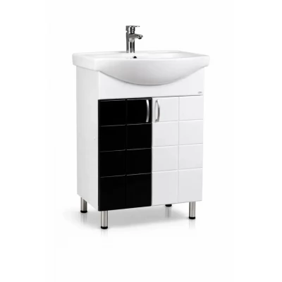 Dulap baie Domino alb-negru basic cu 2 uși-650mm