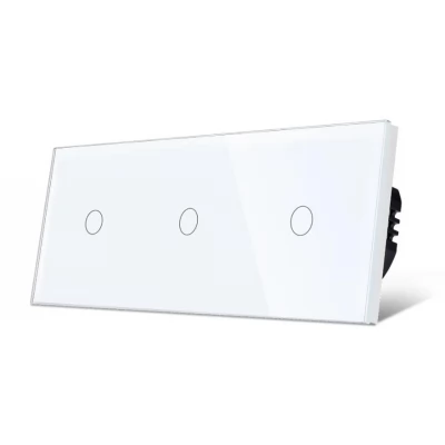 Intrerupator touch ALB, 3 clape, SIMPLU, 300w/ 86x228mm / Caligate