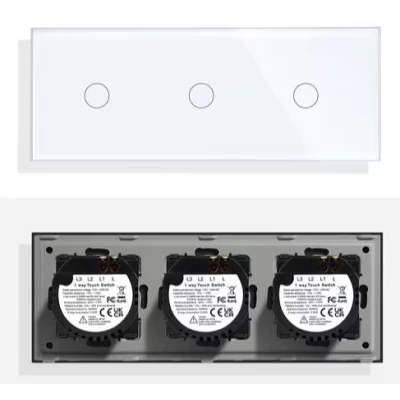 Intrerupator touch ALB, 3 clape, SIMPLU, 300w/ 86x228mm / Caligate-thumb-2