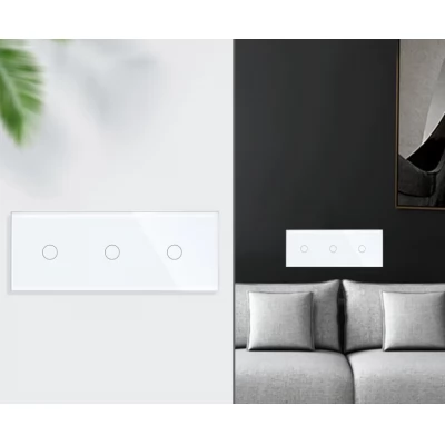 Intrerupator touch ALB, 3 clape, SIMPLU, 300w/ 86x228mm / Caligate-thumb-4